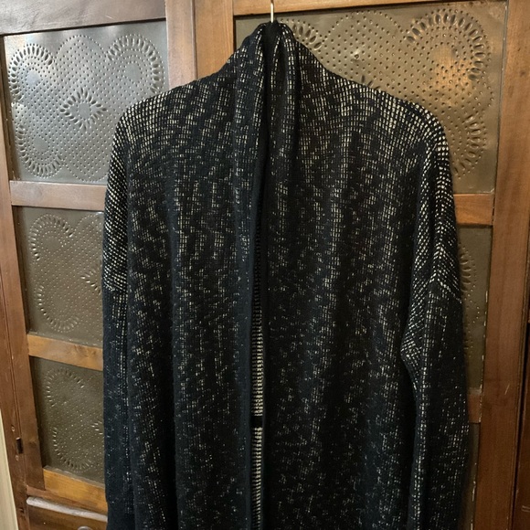 Eileen Fisher Black White Open Front Cardigan M - Picture 3 of 7